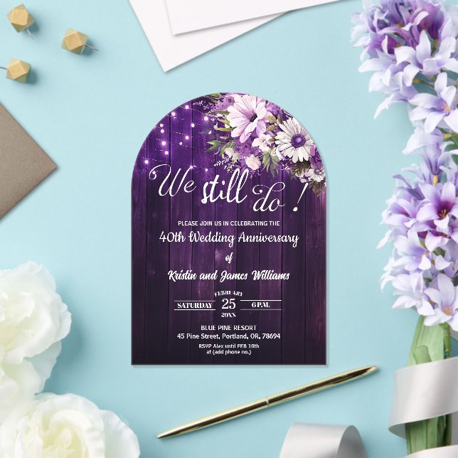 Invitations En Acrylique We Still Do 40th Wedding Anniversary String Lights (Insitu (Mariage))
