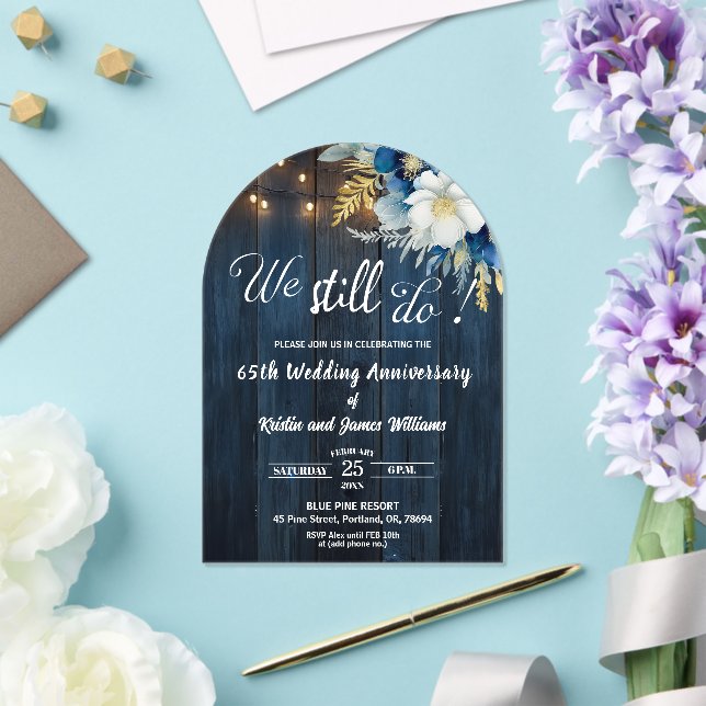 Invitations En Acrylique We Still Do 65th Wedding Anniversary String Lights (Insitu (Mariage))