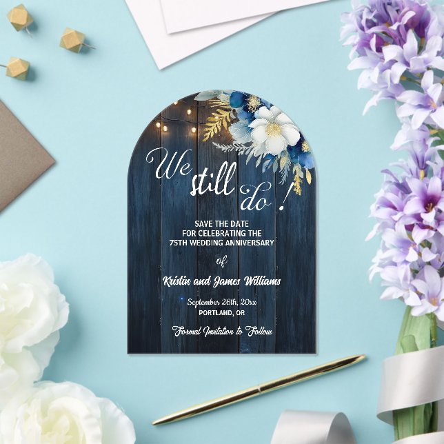 Invitations En Acrylique We Still Do 75th Wedding Anniversary String Lights (Insitu (Mariage))