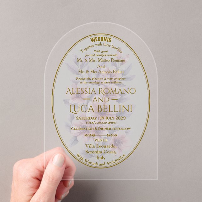 Invitations En Acrylique Wedding Acrylic Floral Elegant Minimalist (In situ (ordinateur de poche))