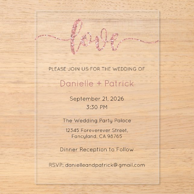 Invitations En Acrylique Wedding Invitation, Wedding Stationary, Heart (Recto)