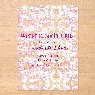 Invitations En Acrylique Week-end Social club parties scintillant rose part