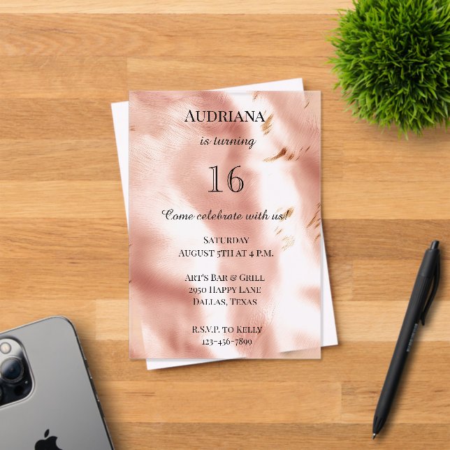 Invitations En Acrylique Western Blush Pink Faux Cowhide Birthday (Insitu (Carte d'invitation))