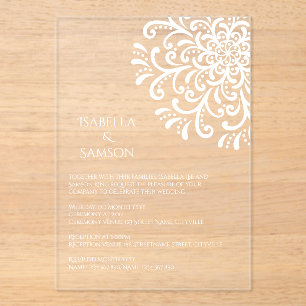 Invitations En Acrylique Whimsical blanc Mariage