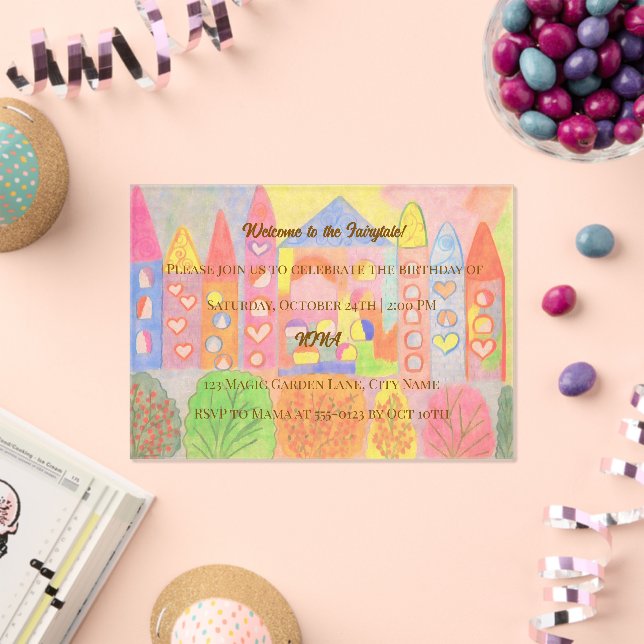 Invitations En Acrylique Whimsical Pastel Fairytale Castle Birthday (Insitu (Célébration))