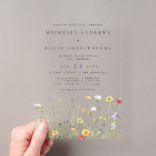Invitations En Acrylique Whimsical Rustic Fleur sauvage Mariage
