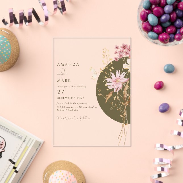Invitations En Acrylique Whimsical Wildflower Spring Summer Fall  (Insitu (Célébration))