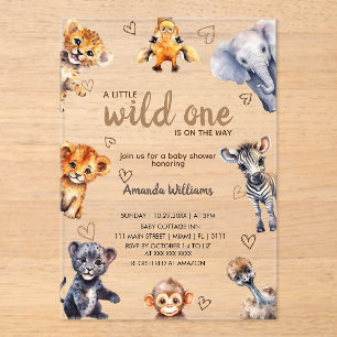 Invitations En Acrylique Wild One Animaux Moderne Simple bébé garçon douche