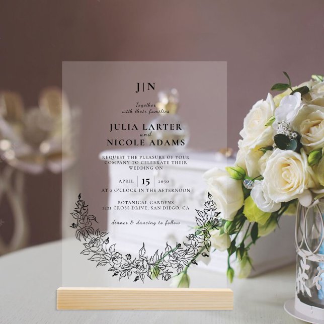 Invitations En Acrylique Wild Rose Floral Petals Garden Affair Wedding (Créateur téléchargé)