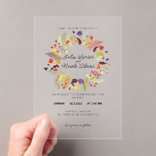 Invitations En Acrylique Wild Rose Woods Exotic Flower Garden Mariage