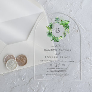 Invitations En Acrylique Wild Tropical Palm Arch Destination Plage Mariage