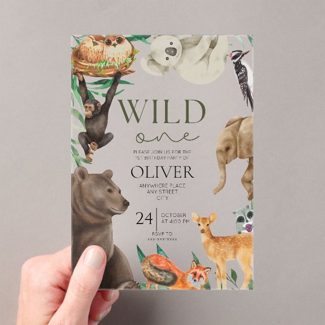 Invitations En Acrylique Wild un safari thème acrylique premier anniversair (In situ (ordinateur de poche))