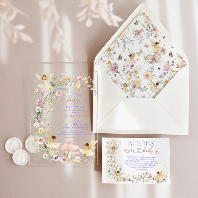Invitations En Acrylique Wildflower Fairy Girl Baby Shower (Créateur téléchargé)