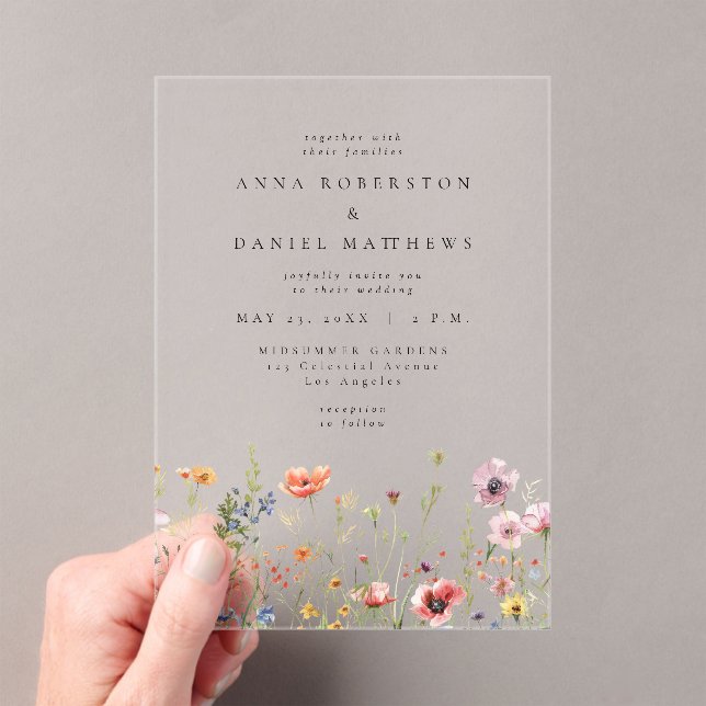 Invitations En Acrylique Wildflower Garden Wedding (In situ (ordinateur de poche))