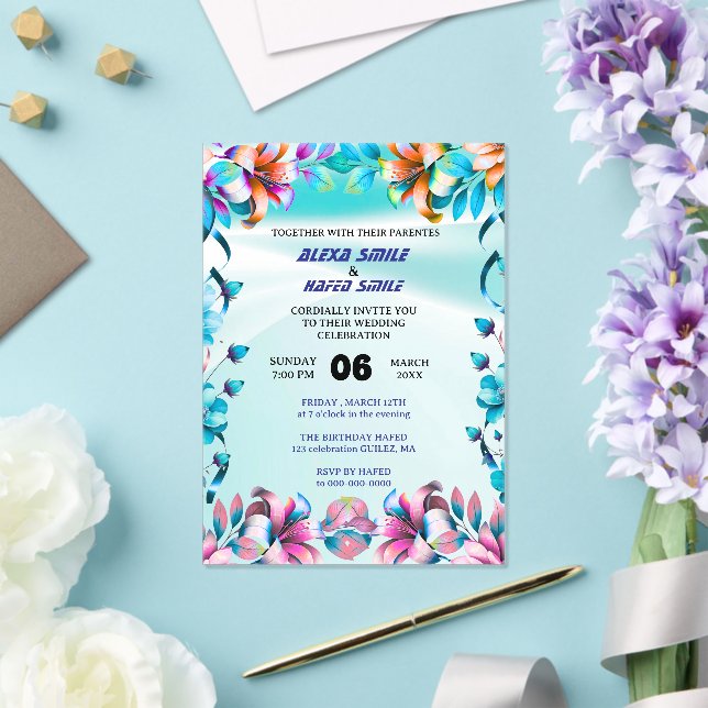 Invitations En Acrylique Wildflower Gatefold Wedding Invitation, Pretty Wed (Insitu (Mariage))