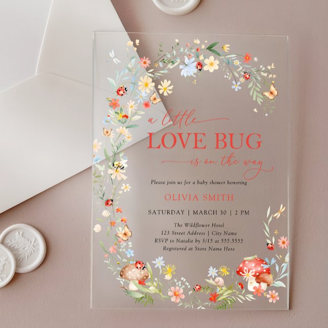 Invitations En Acrylique Wildflower Love Bug Baby Shower (Créateur téléchargé)