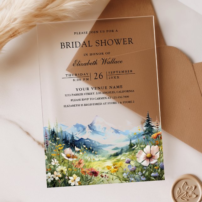 Invitations En Acrylique Wildflower Mountain Meadow Bridal Shower (Créateur téléchargé)