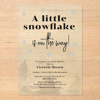Invitations En Acrylique Winter Little Snowflake Baby Shower