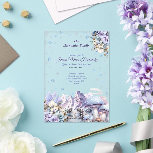 Invitations En Acrylique Winter Wonderland Fairytale Quinceañera (Insitu (Mariage))