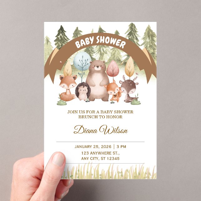 Invitations En Acrylique Woodland Forest Baby Shower Invite (In situ (ordinateur de poche))