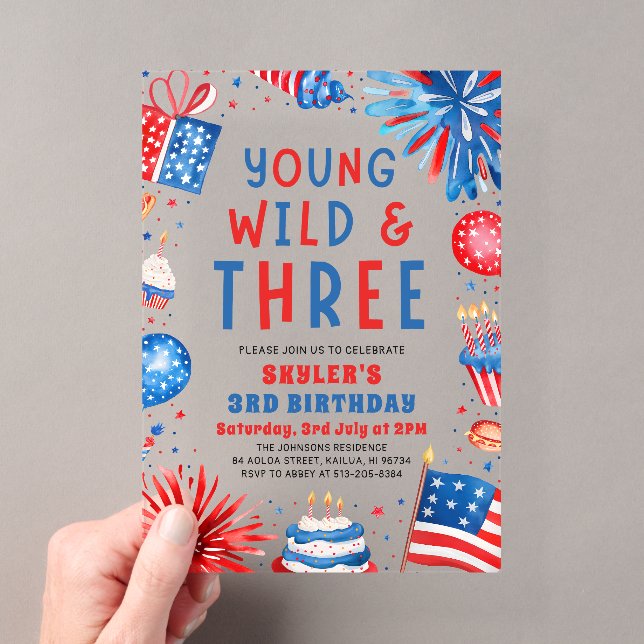 Invitations En Acrylique Young Wild et Troisième 4 juillet 3ème Anniversair (In situ (ordinateur de poche))
