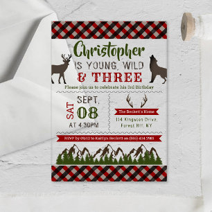 Invitations En Acrylique Young Wild & Three Boys Troisième anniversaire