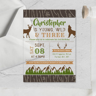 Invitations En Acrylique Young Wild & Three Boys Troisième anniversaire
