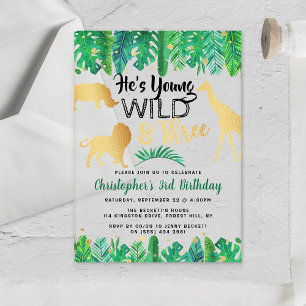 Invitations En Acrylique Young Wild & Trois garçons pour un troisième anniv