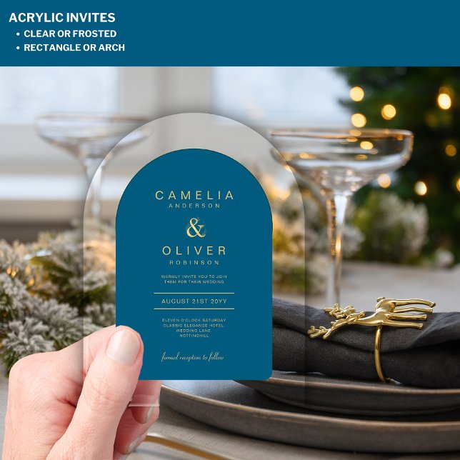 Invitations En Acrylique Zazzle Acrylique Mariage Chic Turquoise Bleu Arche (Créateur téléchargé)