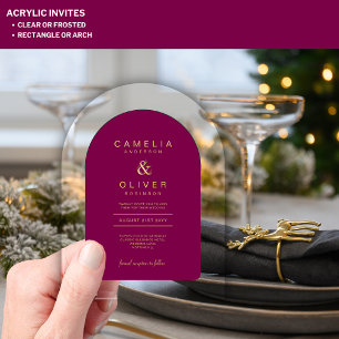 Invitations En Acrylique Zazzle Acrylique Mariage Magenta Pink Gold Texte