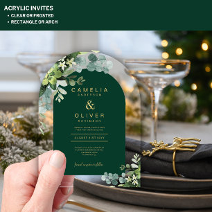 Invitations En Acrylique Zazzle Acrylique Mariage Vert Eucalyptus Or Texte