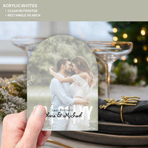 Invitations En Acrylique Zazzle mariage acrylique Enregistrer la date photo