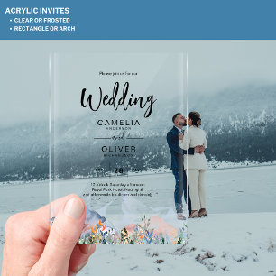 Invitations En Acrylique Zazzle mariage acrylique invite les montagnes hive