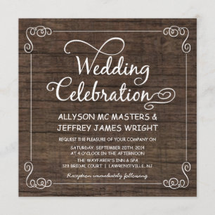 Invitations en bois de mariage de grange rustique