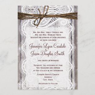 Invitations en bois de mariage de pays de ficelle