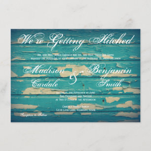 Invitations en bois de mariage de turquoise