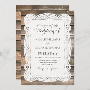 Invitations en bois rustiques de mariage de