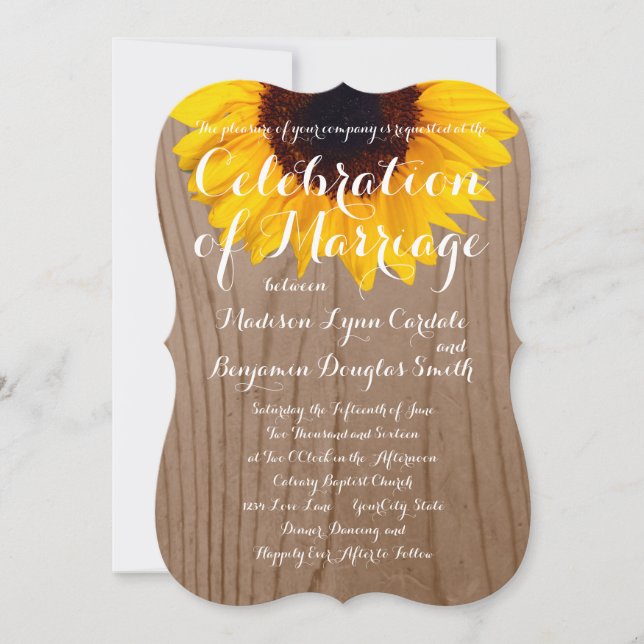 Invitations en bois rustiques de mariage de (Devant)