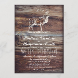 Invitations en bois rustiques de mariage de faune