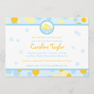 Invitations en caoutchouc de baby shower de canard