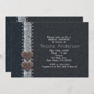 Invitations en cuir noir et diamants de verre de l