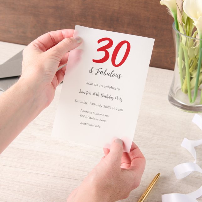 Invitations En Vélin 30e anniversaire ajouter nom date année noir (Ordinateur de poche)