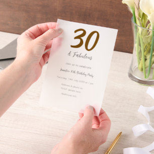 Invitations En Vélin 30e anniversaire ajouter nom date année noir
