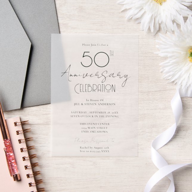 Invitations En Vélin 50e anniversaire de Mariage minimum (Mariage)
