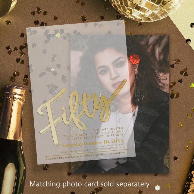 Invitations En Vélin 50ème anniversaire de l'écriture or superposition  (Créateur téléchargé)