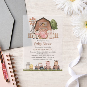Invitations En Vélin Animaux de la ferme, Animaux mignons, Grange, Baby
