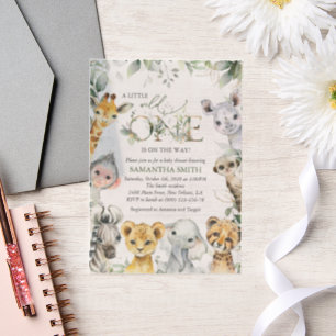Invitations En Vélin Animaux de la jungle, Safari, Un sauvage, Baby sho