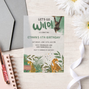 Invitations En Vélin Animaux de la jungle sauvage Anniversaire