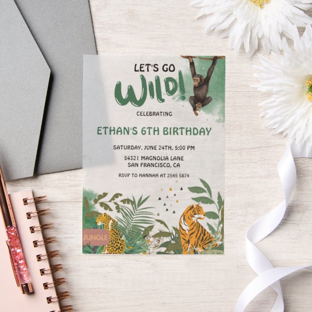 Invitations En Vélin Animaux de la jungle sauvage Anniversaire (Mariage)
