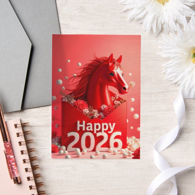 Invitations En Vélin Année du cheval 2026 (Mariage)